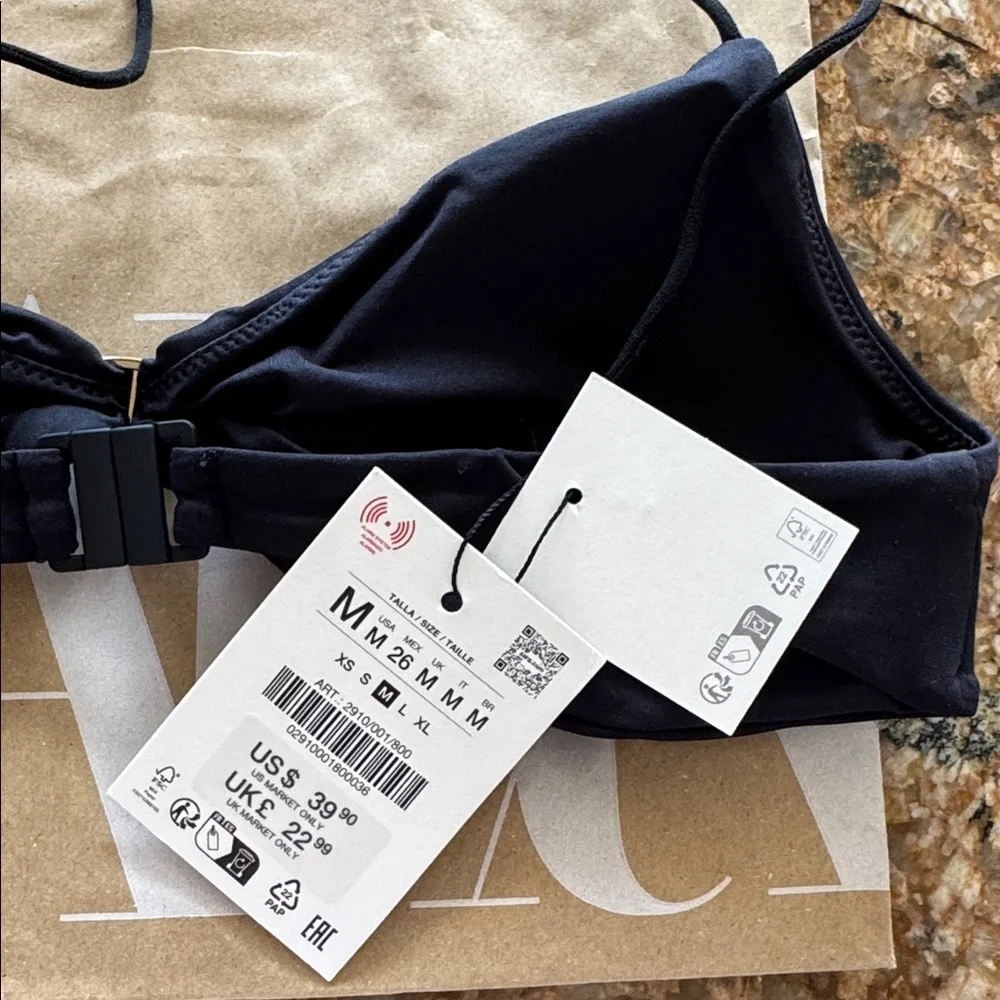 Zara Black Bikini Top with Gold Ring - Picture 4 of 8